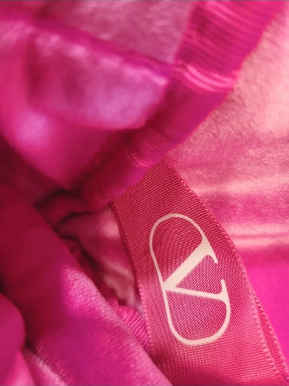 Valentino Pink Velvet Wristlet/Cosmetic Bag
